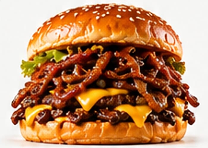 BBQ Smash: two smashed patties with BBQ sauce, crispy onions and American cheese