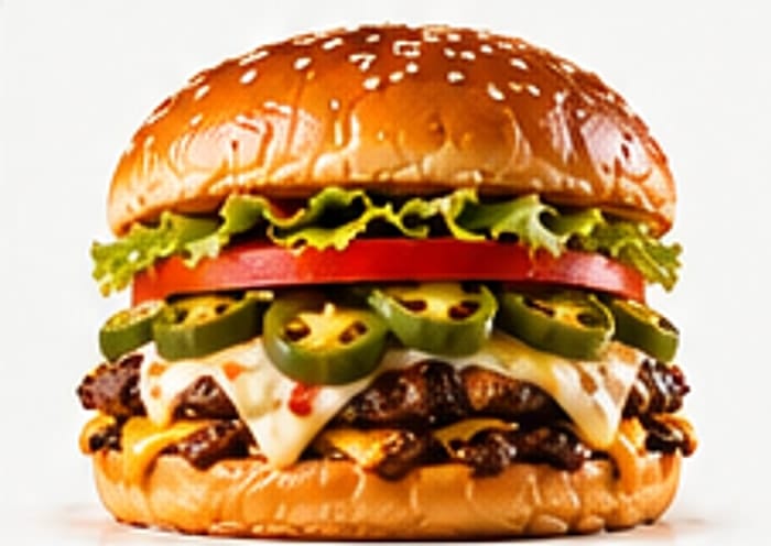 Spicy Smash: two smashed patties with pepper jack, jalapeños, lettuce and tomato