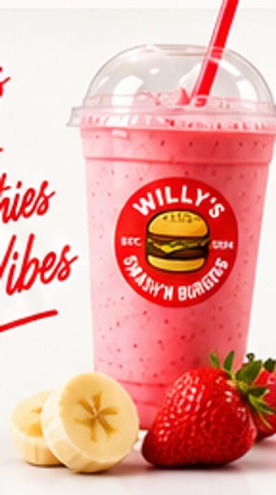 Strawberry banana smoothie with fresh strawberries and banana slices